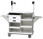Double endoscopy cart with scope holder and surface mount monitor arm