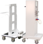Two-piece push dialysis cart with Fresenius hitch kit