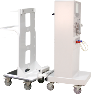 Two-piece push dialysis cart with Fresenius hitch kit