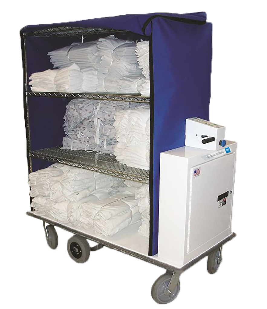 Ergo-Express motorized wired shelved linen cart