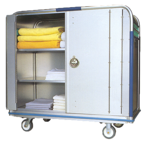 Featherweight fully enclosed shelved linen cart