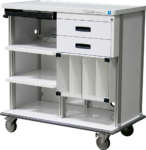 Featherweight double endoscopy cart with slide-out keyboard tray