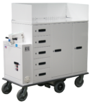 Motorized cart with custom supply cabinet and locking drawers