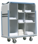 Featherweight semi-enclosed shelved linen cart