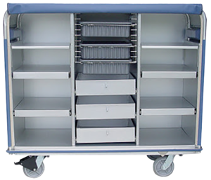 Semi-enclosed supply cart with vinyl cover