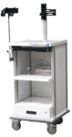 Single short endoscopy procedure cart with monitor mount