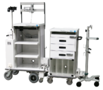 SPECS motorized endoscopy travel cart with riser kit and scope holder