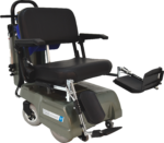 Motorized patient transport chair with leg rests