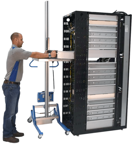 Powered lifter with server rack