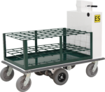 Motorized cart with oxygen tank rack