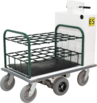 Ergo-Express motorized cart with shortened deck and oxygen tank rack - back