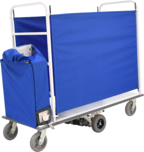 Ergo-Express motorized cart with custom rail kit and slip cover - enclosed