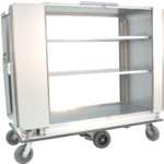 Motorized cart with fully enclosed supply cabinet and folding doors